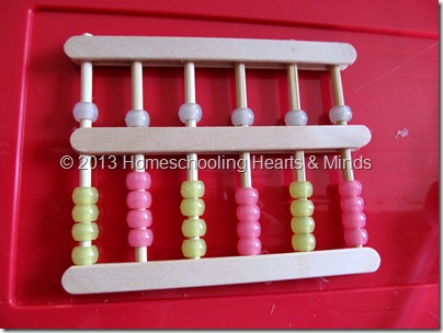 step 14 for making your own abacus @Homeschooling Hearts & Minds