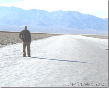 Jerry taking a stoll on Badwater Basin in Death Valley National Park. Badwater Basin in Death Valley Natl. Pk.
