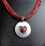 Heart w/Coral on Coral Seed Beads.....Sold