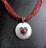 Heart w/Coral on Coral Seed Beads.....Sold