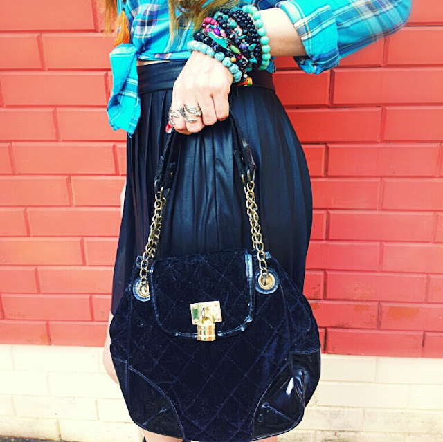 Hand Beads & Black Quilted Bag