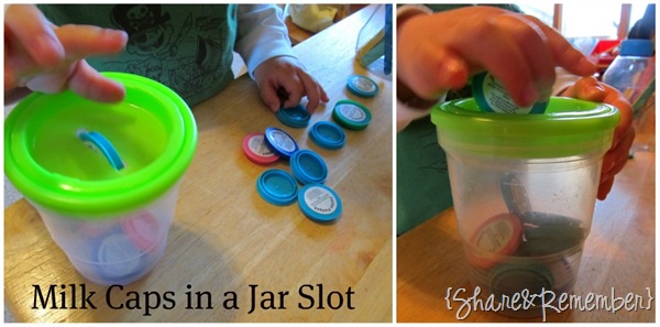 milk caps in a jar slot