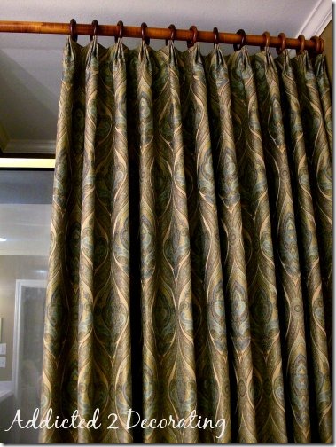 diy project--how to make unlined pinch pleated drapery panels with contrast fabric band at the bottom