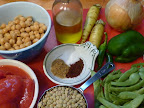 Chili ingredients-those are white carrots in the background-but any kind would do.