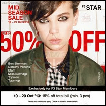 F3 Mid Season Sale 2013 Singapore Fashion Deals Offer Shopping EverydayOnSales