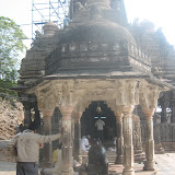 This Nandi shrine, facing the sanctum, is later addition, perhaps during mughal regime when Malwa came under Sindhias. This muslim influence can be seen in the dome roof of this shrine.