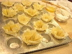 Cut phyllo sheets into 5x5