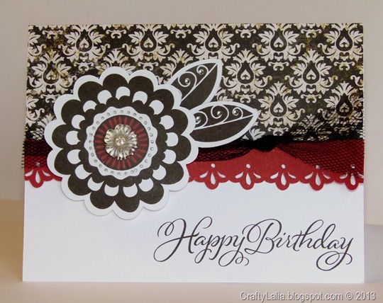 For Always Birthday card with Girls Rock Flower Artiste Border Black Tulle Ribbon and Claire Assortment