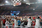 Athletes arriving at their seats