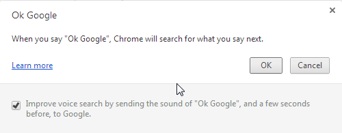 Chrome 34 enable OK Google Voice search