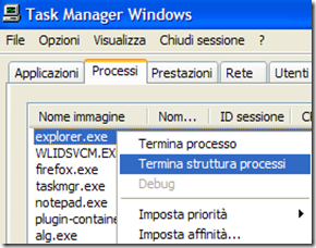 Task Manager Processo explorer.exe