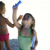 Blowing bubbles at the beach!