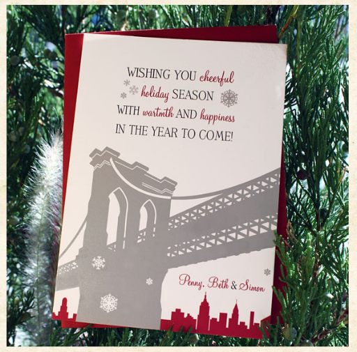 From New York with love. Pineapple Street Holiday Card, price upon request, PostScript Brooklyn, lioninthesunps.com/psbblog/.