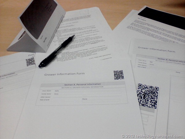Paper forms with barcodes