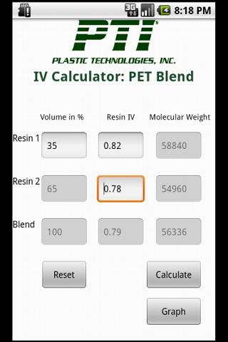 PET Blend Calculator
