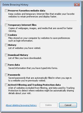 IE delete browsing history delete-browsing-history-menu