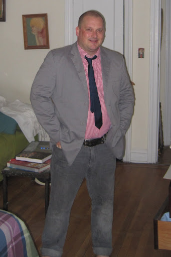Suit jacket and jeans with the checkered shirt