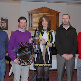 Winners of the Mens' Singles Ladder 2009 ;-James Doyle, John Mc Hugh 1st, Ann Barry (Captain), James Hardiman, Padraig Hackett (Organiser)
