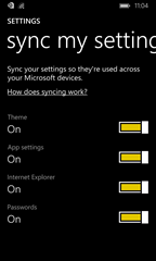 SYNC SETTINGS