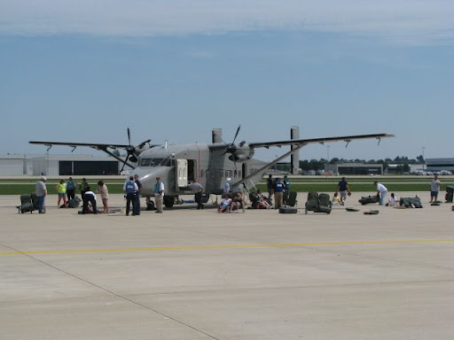 The airplane used in the drill belongs to the Missouri National Guard.
