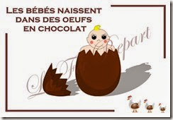 faire-part de naissance "Les bébés naissent dans des oeufs en chocolat" modèle carte simple