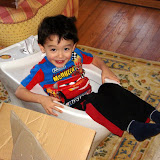 Eidan trying out the new toilet