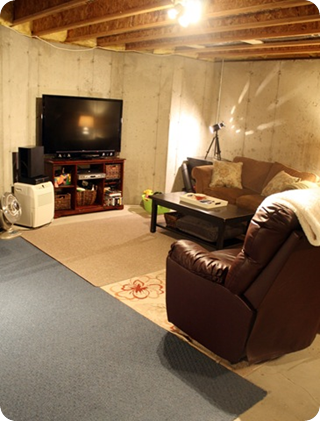 unfinished basement living room january in review from thrifty decor unfinished basement living room january in review from thrifty decor