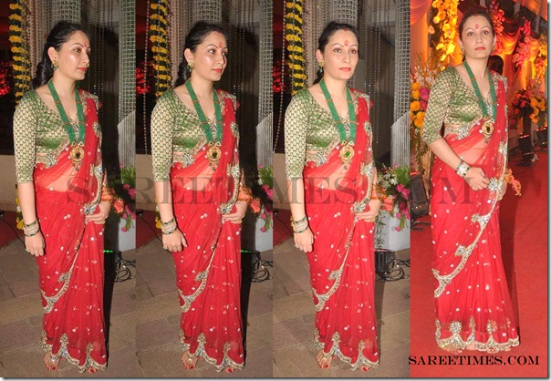 Richa_Sharma_Red_Designer_Saree