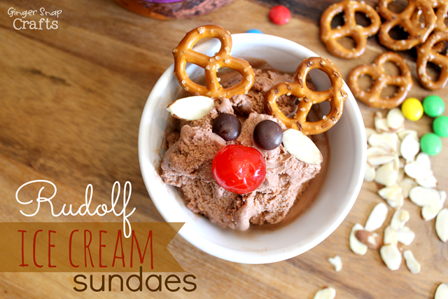 Rudolf Ice Cream Sundaes at GingerSnapCrafts.com #ad
