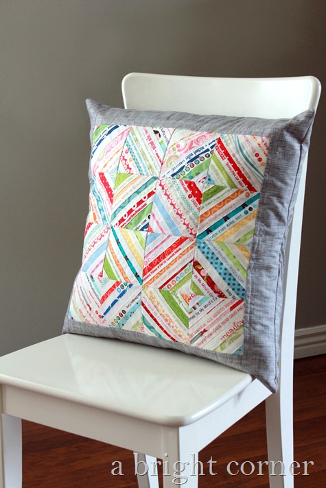 quilted selvage pillow by A Bright Corner