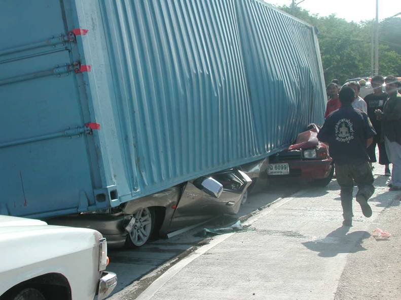 NEVER EVER DRIVE CLOSE TO CONTAINERS