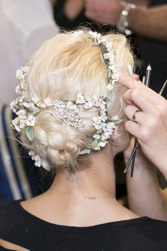 Dolce Gabbana Spring 2014 Backstage braid flowers hairdo