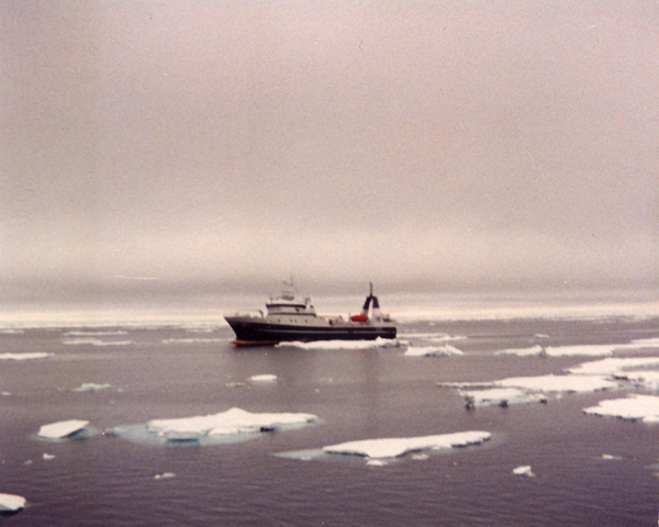 Deep sea fishing trawler Shetland Challenger fishing for shrimp through the Arctic ice. Photo: Craig Taylor