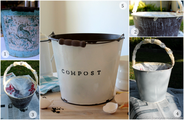 DIY Faux Enamel Ware Compost Bin - homework ~ carolynshomework (1)