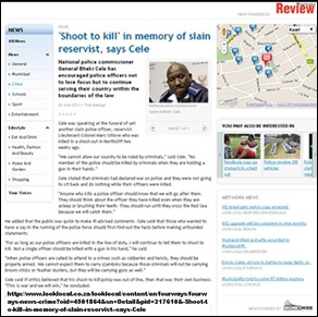 SAPF BHEKI CELI SHOOT TO KILL POLICE REPEATED JUNE282011