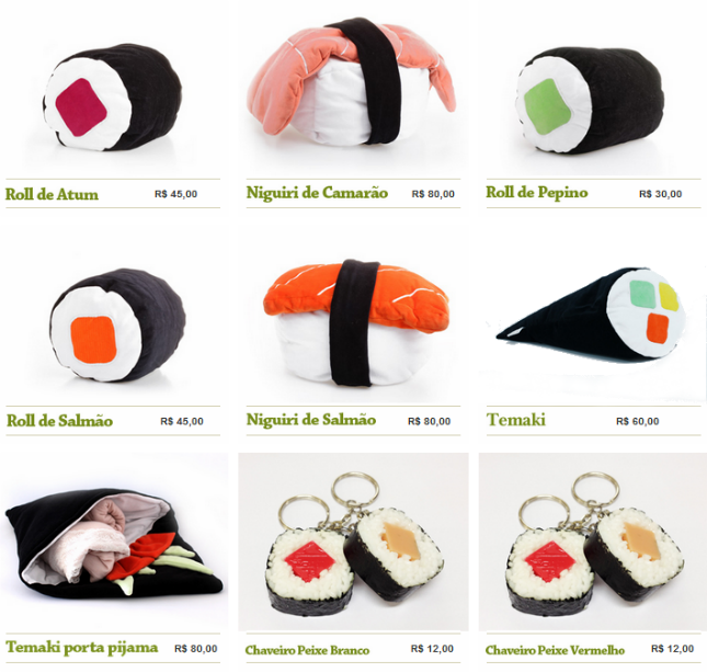 sushi almofadas