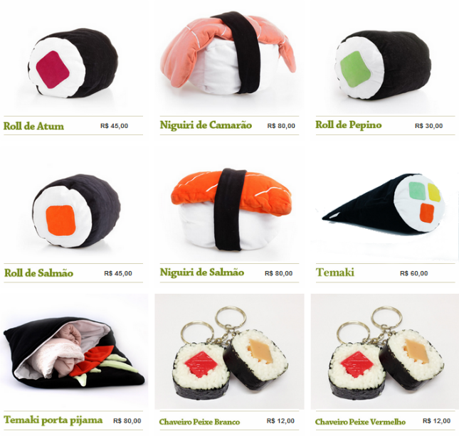 Almofadas Shoyú - Loja virtual. sushi almofadas