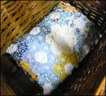 Hidden in her basket is her hexagon project