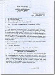 PLB Bonus Order 2010-11 India Post