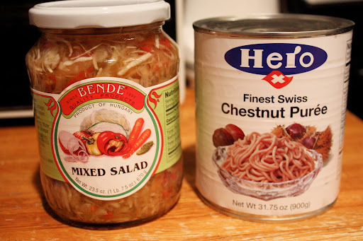 Csalamade (mixed salad) and Gesztenye (chesnut) Purée Csalamade (mixed salad) and Gesztenye (chesnut) Purée