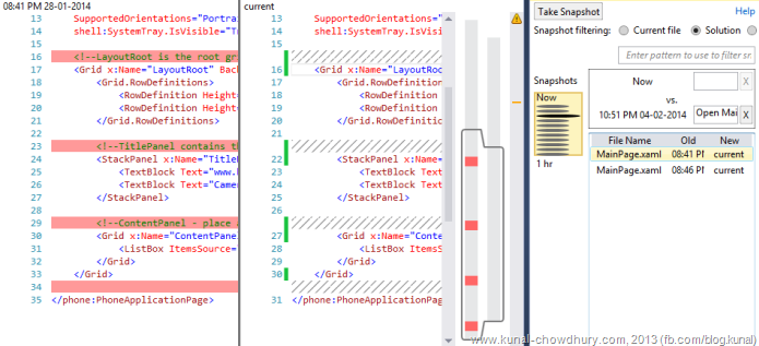 XAML Code Change History in Visual Studio 2013 using Auto History Extension
