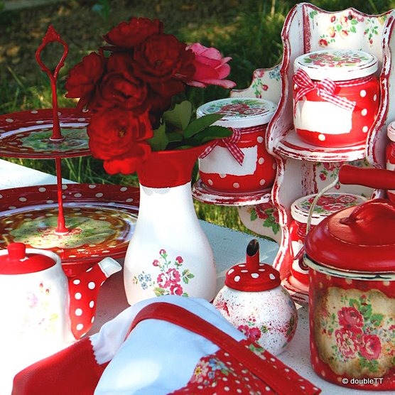 dots and roses in red colection