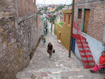 walking uphill for a good view of the city