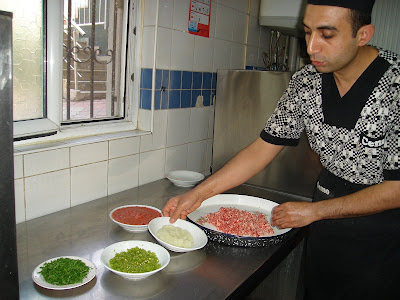 Day 7: Our man in Cemo pizzeria demonstrates us to make the filling of the pide