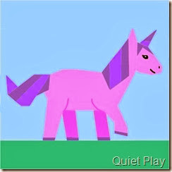 Unicorn paper pieced pattern in pink and purple