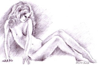 Studiu nud femeiesc in creion