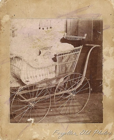 Baby stroller defaced with crayon DL Antiques