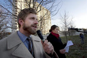 Ben joins fellow citizens at a commemorative event marking a forgotten mutiny of French-Canadian soldiers in downtown Victoria, December 2011. Credit: Adrian Lam