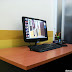 Our desktop looks clean and spacious, thanks to our new Samsung 18.5" LCD monitor!