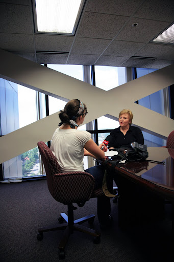 KSMU's Erika Brame interviews Eileen Wollenburg, Director of Learning and Development at BKD.
Photo Credit: Alex Crowder